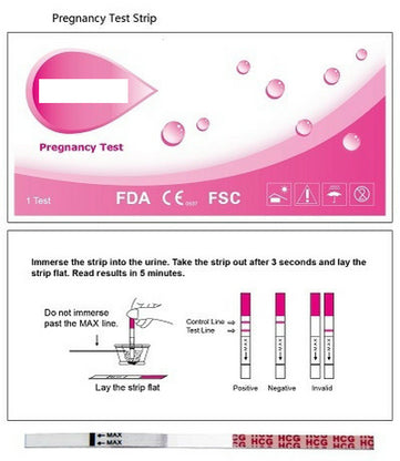 hCG Womens Pregnancy Test Strip 25MlU/ml, Sample:Urine (50 Strips)